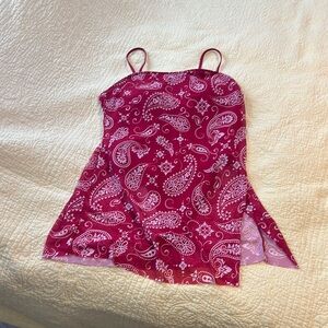 Red and White One Piece Swimsuit with Spaghetti Straps